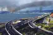 Photo of Wellington's motorway with earthquake damage. 