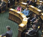 Photo shows parliamentarians in the Debating Chamber. 